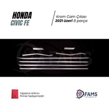 Honda Civic Uyumlu Fe 2021> Cam Çıtası 8 Parça Paslanmaz Çelik