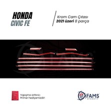 Honda Civic Uyumlu Fe 2021> Cam Çıtası 8 Parça Paslanmaz Çelik