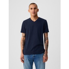 Gap Erkek Lacivert Pamuklu Jersey V Yaka T-Shirt