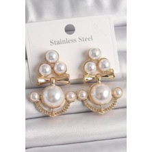 Çarşı Point Pirinç Gold Renk İncili Çapa Model Kadın Küpe