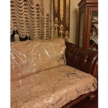 İstanbul Outlet  Gümüş Varaklı Süngerli Dekoratif Koltuk Çekyat Örtüsü