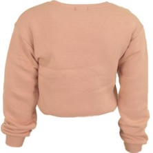 Kadın Kalp Nakışlı Crop Sweat