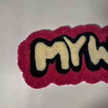 My World - Dünyam Yazılı El Yapımı Tufting Halı, Paspas Kaydırmaz Tabanlı