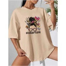 Woodroffe Craftlife Baskılı Kadın Salaş Oversize Boyfirend T-Shirt