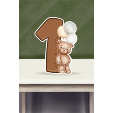 Ayıcık Temalı Ayaklı Rakam Pano - 1 Yaş (40 Cm)