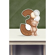 Ayıcık Temalı Ayaklı Rakam Pano - 3 Yaş (40 Cm)