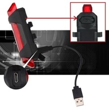 Ozcmax USB Şarj Edilebilir Parlak Bisiklet LED Lamba Su Geçirmez Güvenlik Uyarı Arka Lamba Işığı