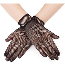 Üreticiniz Siyah Renk Likralı File Eldiven Parmaklı Örgü Eldiven Yetişkin Boy