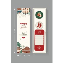 Yeniyıl Temalı Kutu + Etiket Set + Not Kartı 17X5X4,5CM *10'lu Paket