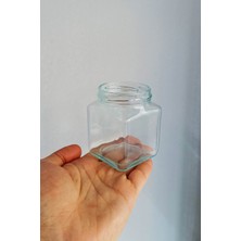 Afracam 250 ml Metal Siyah Kapaklı Kare Kavanoz 250 cc Şeffaf Köşeli Kavanoz 20 Adet