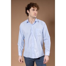 Erkek Klasik Düz Dakron Uzun Kollu Regular Kalıp Baba Kumaş Gömlek 8130