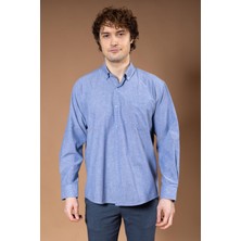 Erkek Uzun Kollu Klasik Regular Kalıp Düz Natural Pamuk Baba Gömlek 8180