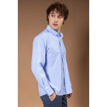 Erkek Uzun Kollu Klasik Regular Kalıp Armürlü Düz Natural Pamuk Baba Gömlek 8190