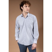 Erkek Klasik Düz Dakron Uzun Kollu Regular Kalıp Baba Kumaş Gömlek 8130
