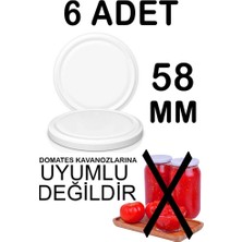 6 Adet 58MM Metal Kavanoz Kapağı Beyaz