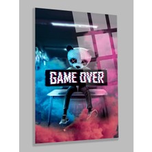 Taulart Ultra Yüksek Çözünürlüklü Game Ower Panda Ev, Ofis Hediyesi Cam Tablo
