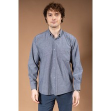 Erkek Uzun Kollu Klasik Regular Kalıp Armürlü Düz Natural Pamuk Baba Gömlek 8190