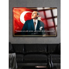 Taulart Yazılı Görkemli Atatürk Cam Tablo Kırılmaz Lüks Cam Tablo Ev, Iş Yeri, Ofis Hediyesi