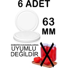 6 Adet 63MM Metal Kavanoz Kapağı Beyaz