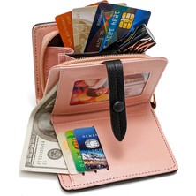 Runxi Life Hall Moda Toka Bayan Cüzdan Kısa Çoklu Kart Yuvası Kimlik Çantası Para Cüzdanı Fermuarlı Clutch (Yurt Dışından)