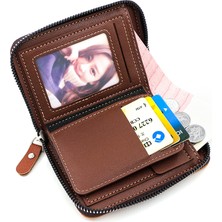 Runxi Life Hall Moda Erkekler Kısa Fermuarlı Cüzdan Clutch Iş Retro Para Cüzdanı Kimlik Çantası Cüzdanı (Yurt Dışından)