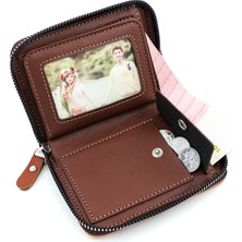 Runxi Life Hall Moda Erkekler Kısa Fermuarlı Cüzdan Clutch Iş Retro Para Cüzdanı Kimlik Çantası Cüzdanı (Yurt Dışından)