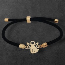 14 Ayar Plakalı Altın Mevlana Figürlü ve Harf Det Aylı Bileklik, Gençlere Özel Siyah Örgü Tasarımıyla Zarif Bir Hediye!