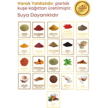 Grimor Life 21 Li Renkli Resimli Varak Yaldızlı Suya Dayanıklı Baharat Etiketi Sticker