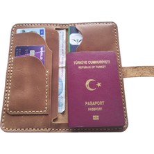 Semiramis Apollon Model El Yapımı Vintage Kahve Renk Hakiki Crazy Deri Pasaport Kılıfı Pasaportluk