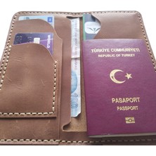 Semiramis Apollon Model El Yapımı Vintage Kahve Renk Hakiki Crazy Deri Pasaport Kılıfı Pasaportluk