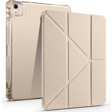 Five-E iPad Air 13 M2 2024 Yatay ve Dikey Standlı Antişok Köşe Korumalı Kalemlikli Origami Slikon Kılıf A2898 A2899