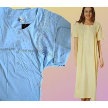 Pamuklu Kısa Kol Taşlı Gecelik  Anne Geceliği