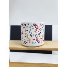 Happy Mountains Isme Özel Kişiye Özel Nota Müzik Temalı Desenli Porselen T Kupa Bardak Latte Fincanı