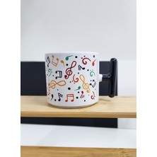 Happy Mountains Isme Özel Kişiye Özel Nota Müzik Temalı Desenli Porselen T Kupa Bardak Latte Fincanı