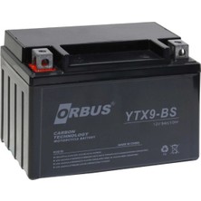 Orbus 12V 9AH Alçak (Yatık) Motosiklet Aküsü Ebatlar: 150X85X107MM