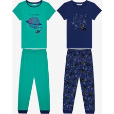 Penti Pamuklu Erkek Çocuk Cat Galaxy 2li Çok Renkli Pamuklu Pijama Takımı