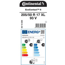 Continental 205/50 R17 93V Xl Ec6 Oto Yaz Lastiği (Üretim Yılı:2024)