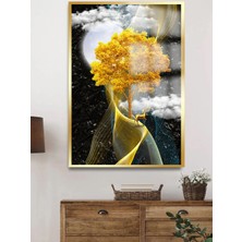 Taulart Gold Detaylı Soyut Harika Tasarım Lüks Kırılmaz Cam Tablo 4 mm  Ev Iş Yeri Ofis Hediyesi Tablo