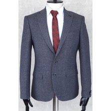 Jan Carlucci Yünlü Erkek Regular Fit Mono Yaka Lacivert Drop 6 Tek Ceket