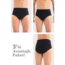 Arma Yıldız Erkek Pamuklu Külot Düz Siyah Beli Lastikli 3'lü Paket