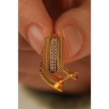 ÇGK KUYUMCULUK Taşlı Hasır Altın Küpe CGKKP0148