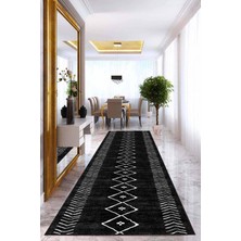 Viva Home Siyah Kaymaz Moroccan Kesme Rulo Özel Ölçülü Yolluk AR315