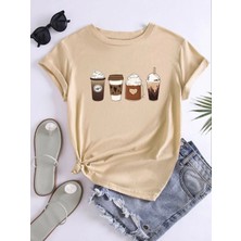 Medinenur Coffe Baskılı Basic T-Shirt