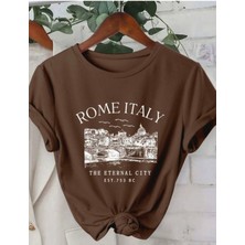 Medinenur Rome Italy Desen Baskılı Basic T-Shirt