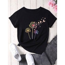 Uçan Kelebekler Baskılı Basic T-Shirt