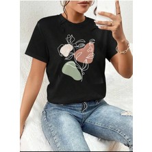 Medinenur Portre Baskılı Basic T-Shirt