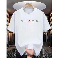 Medinenur Black Yazı Detaylı Basic T-Shirt