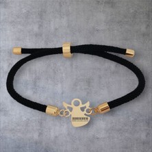 14 Ayar Plakalı Altın Mevlana Figürlü Piyano Bilekliği, Siyah Örgü Tasarımıyla, Sanat ve Müziğin Zarif Dokusunu Bileğinizde Taşıyan Gençlere ve Ergenlere Özel Bir Aksesuar!