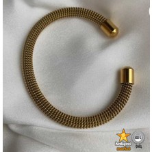 Hediyeci Market 316 L Paslanmaz Çelik Gold Hasır Kadın Bileklik - HMÇB-0072