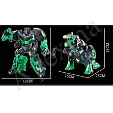 Dinozora Dönüşebilen Oyuncak Model Robot - Yeşil Renkli Şekil Değiştiren Dinozor Robot